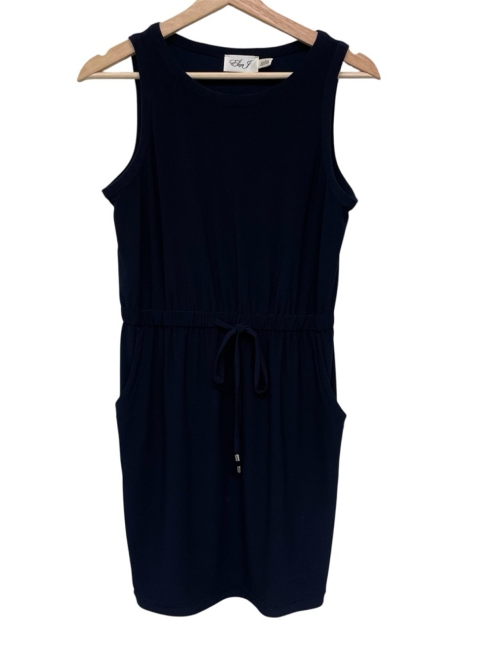 Eliza J Navy Sleeveless Tank Dress with Pockets & Elastic Cinched Waist - Size 4
